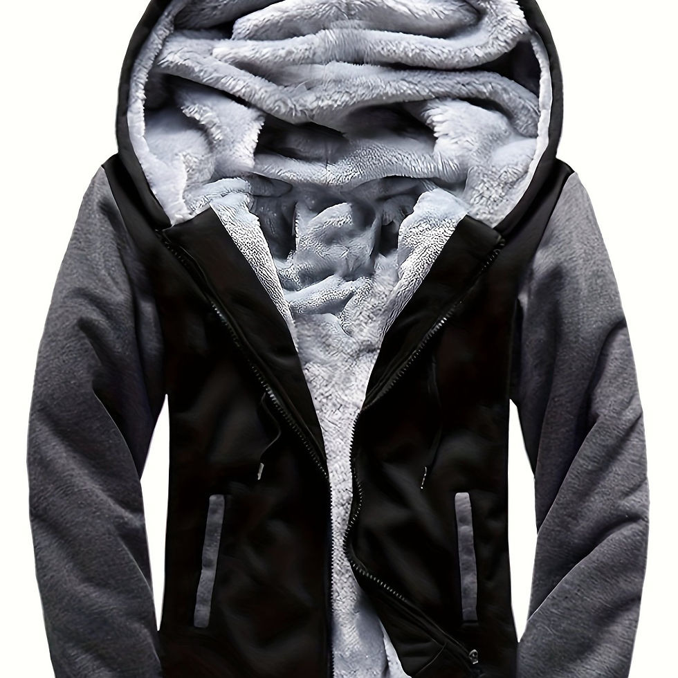 Thumbnail: Casual Warm Fleece Hooded Jacket - Men's Coat