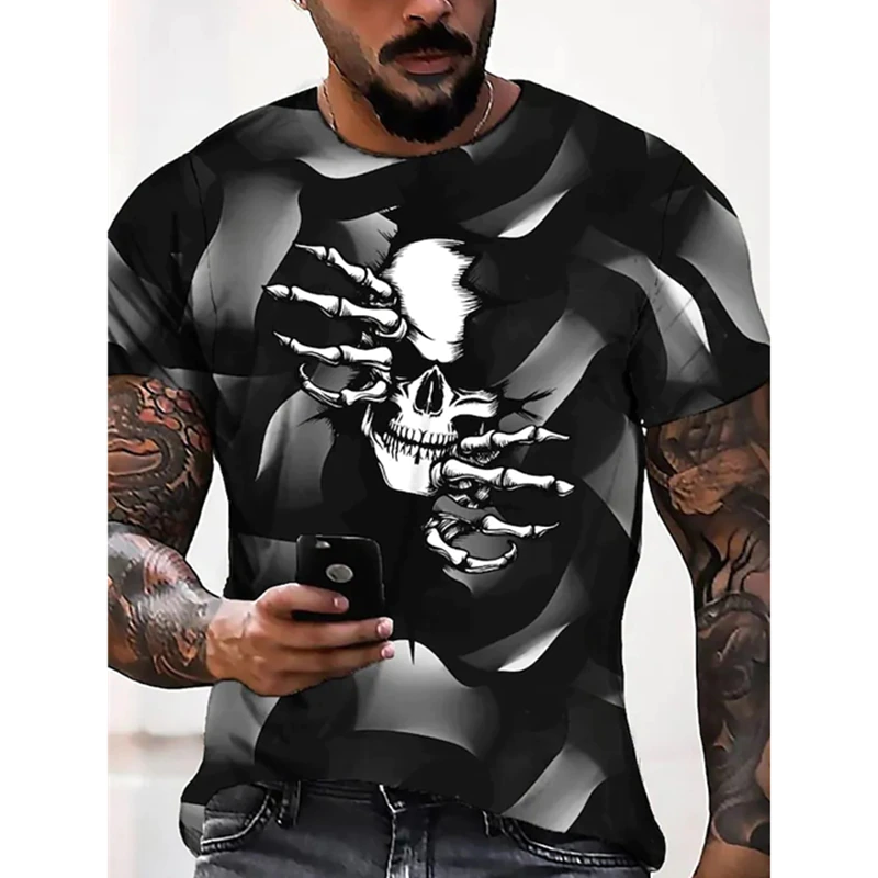 Thumbnail: Hip Hop T-shirt Streetwear0 Ghost hand Summer Short Sleeve 3D Printing Fashion