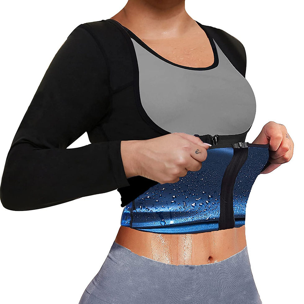 Thumbnail: Sauna Suit For Women Sweat Body Shaper Waist Trainer Long Sleeve Zipper Shirt ( 
