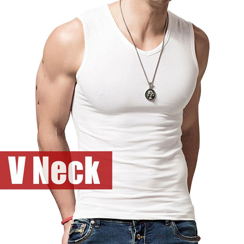 Thumbnail: Summer Cotton Round neck Solid T Shirt Casual Sleeveless Men Fitness Bodybuilder