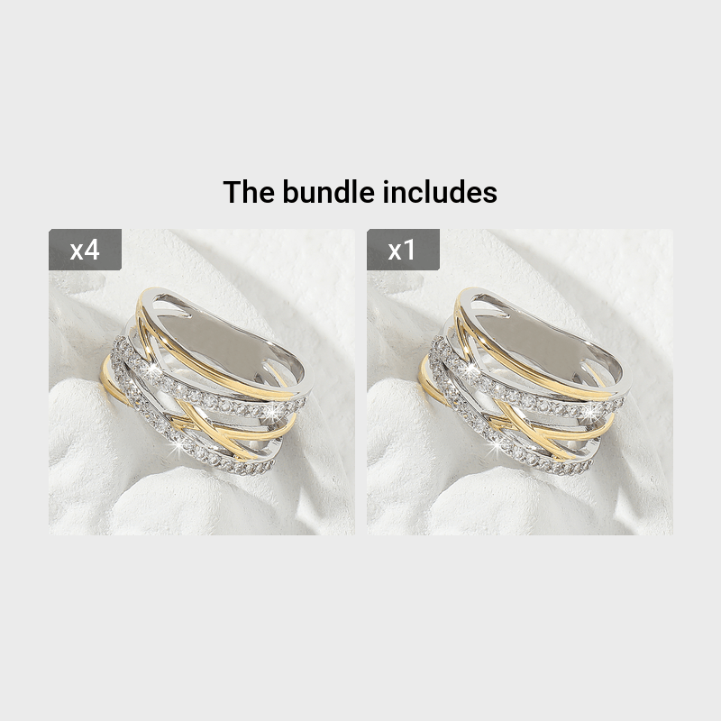 Thumbnail: Luxury Infinity zirconia Eternity Ring 18K Gold Plated Wedding Engagement Party 