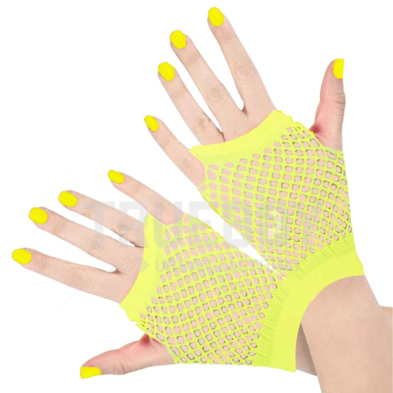 Thumbnail: Women Girls Mesh Gloves Short Wrist Gothic Punk Rock Fingerless Gloves