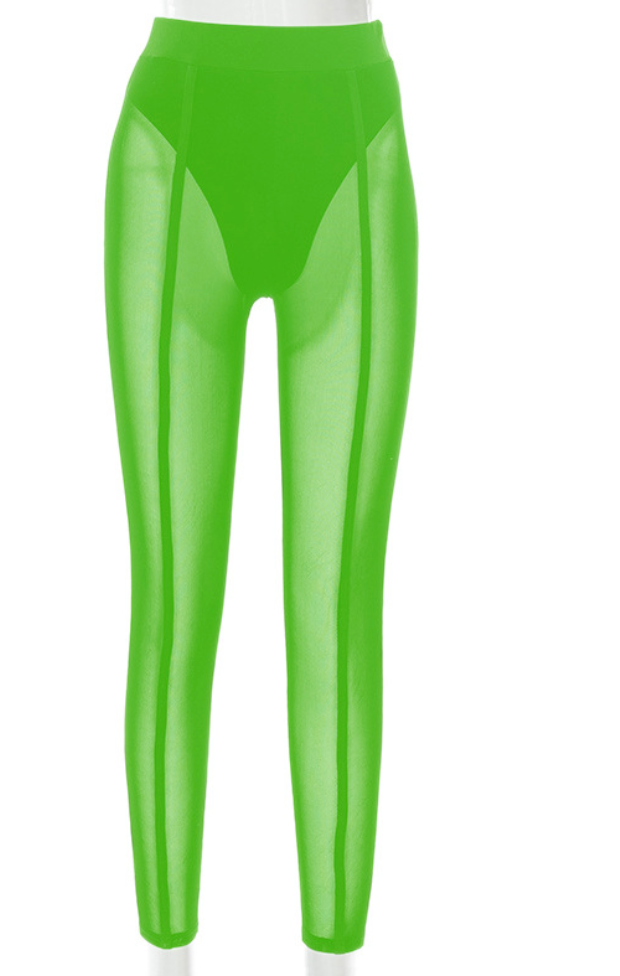 Thumbnail: Women Sexy Mesh See Through Pants Skinny Streetwear Casual Leggings
