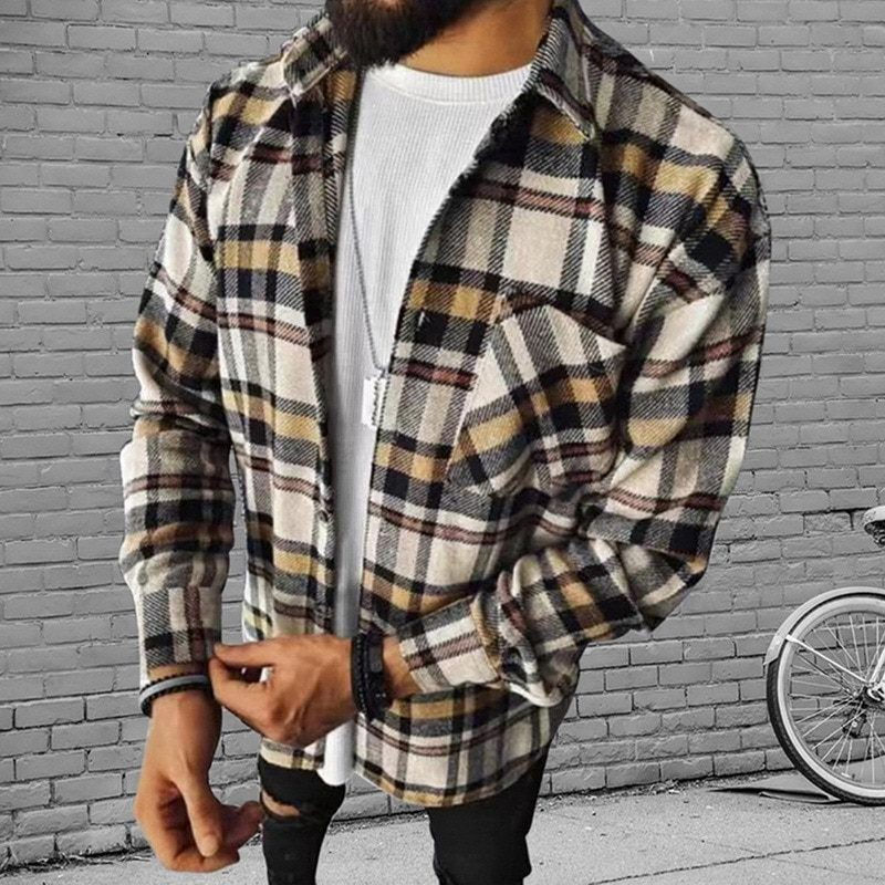 Thumbnail: 2022Brand Men's Fashion Spring Plaid Casual Flannel Shirts Long Sleeve Soft Comf