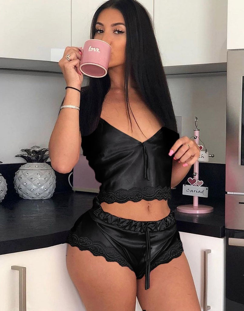 Thumbnail: Women Two Piece Lingerie Sleepwear  V Neck Sexy Lingeries Set