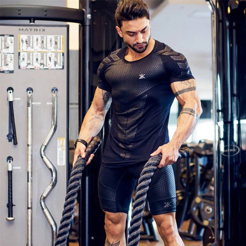 Thumbnail:  large-type Men Compression T-shirt Gyms Running T-shirt Fitness Sports 
