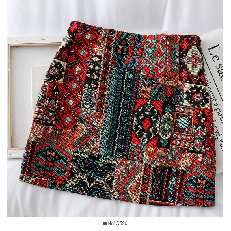 Thumbnail: boho Skirt embroidery Mini Skirt Vintage Style Women 2