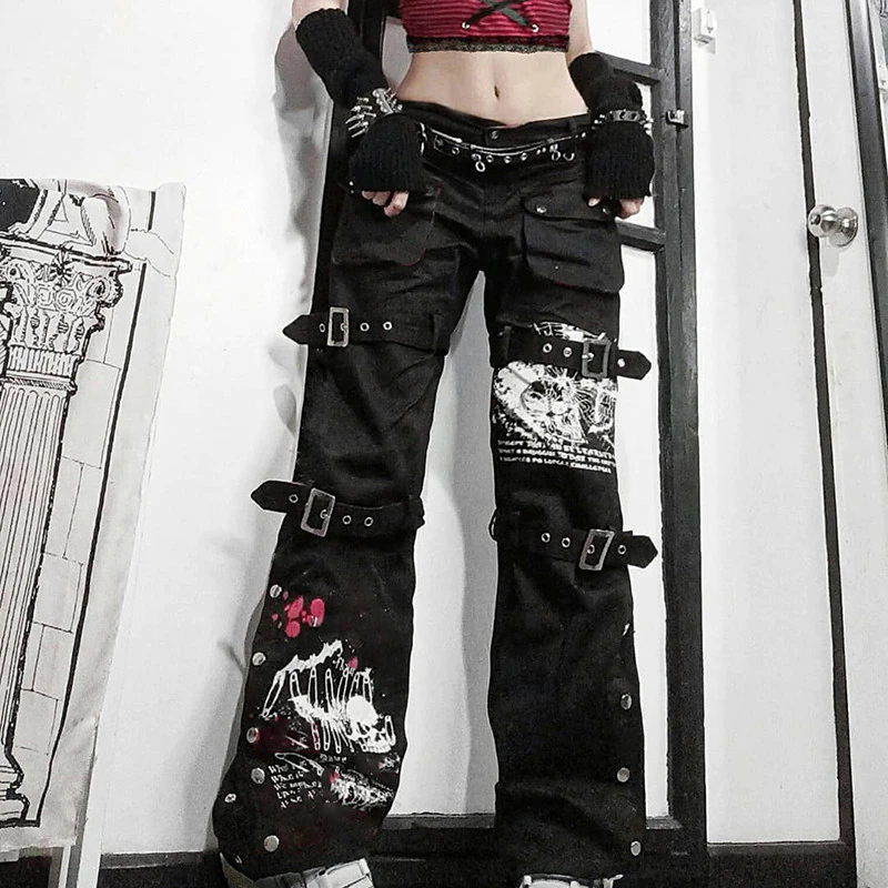 Thumbnail: Baggy Jeans Woman Low Waist Hippie Denim Trousers Snake Print streetwear Korean 