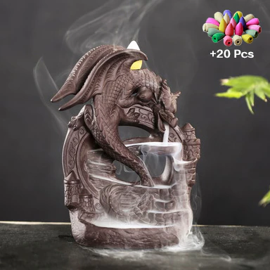 Thumbnail:  Waterfall Incense Burner Ceramic Dragon Mixed Incense Cone Waterfall