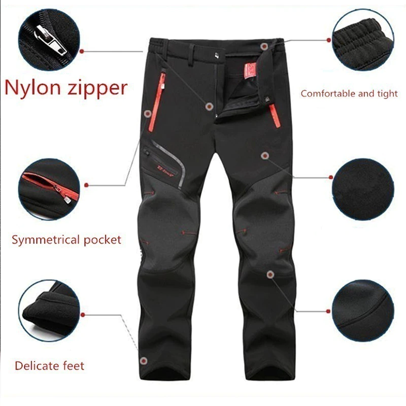 Thumbnail: Waterproof Pants Outdoor Hiking Camping Trousers Soft Oversize Warm Cargo Pants