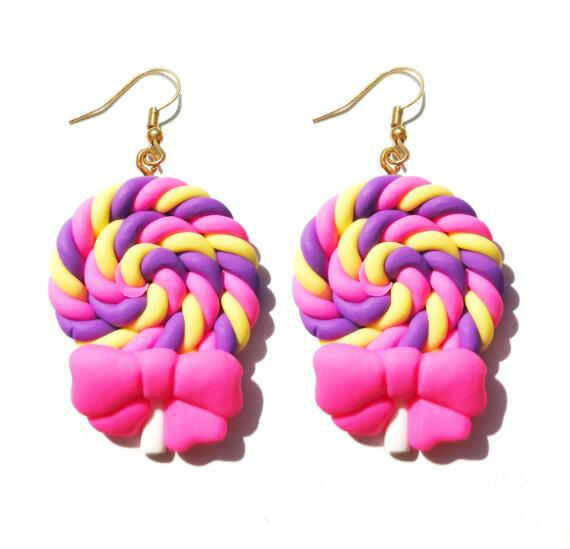 Thumbnail: Cute Children Lollipop Drop Earrings Jewelry Handmade  
