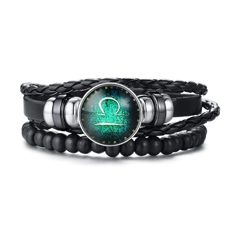 Thumbnail: 12 Horoscope Multi-layer Leather Rope Bracelets for Men Women Gifts