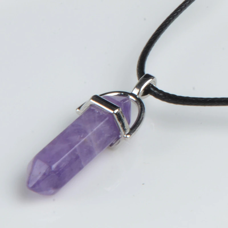 Thumbnail: Natural Stone Pendant Point Crystal Healing Stone Pendant Necklace