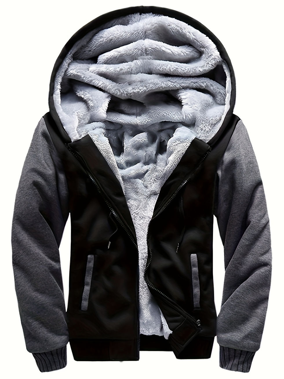 Thumbnail: Casual Warm Fleece Hooded Jacket - Men's Coat