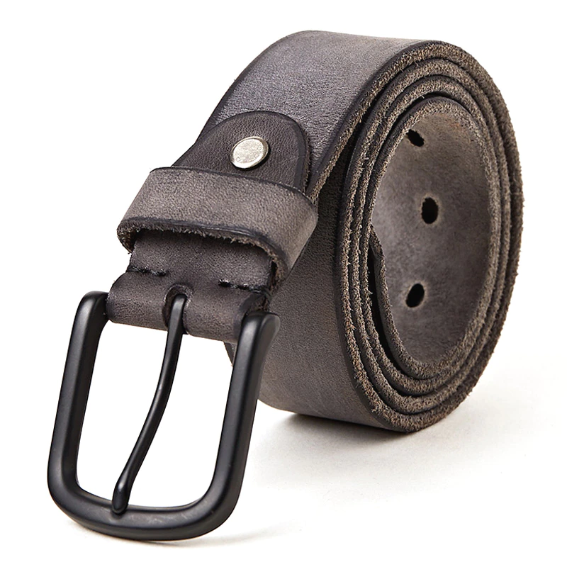 Thumbnail:  100% original leather men belt matte metal pin buckle