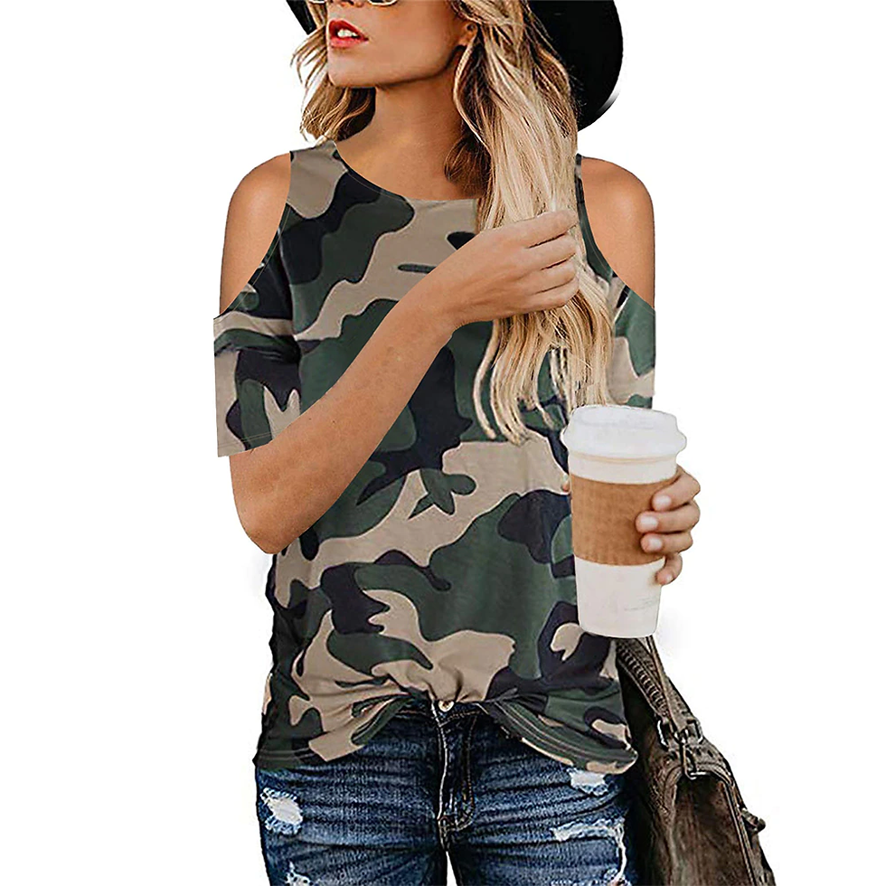 Thumbnail: Camouflage T Shirt Hollow Out Summer Short Sleeve Women Tie Loose Casual Female 