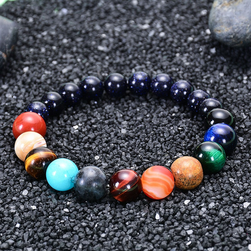 Thumbnail:  Eight Planets Natural Stone Bracelet Universe Chakra Beads for Men Women