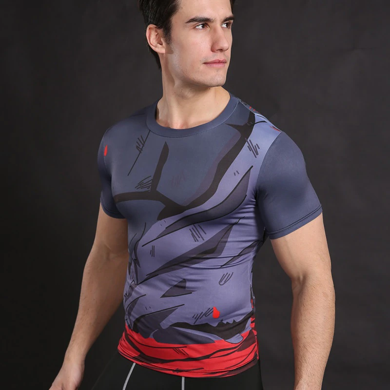 Thumbnail: Quick drying Compression Shirts Men Anime Printed T Shirts Short Sleeve Male 