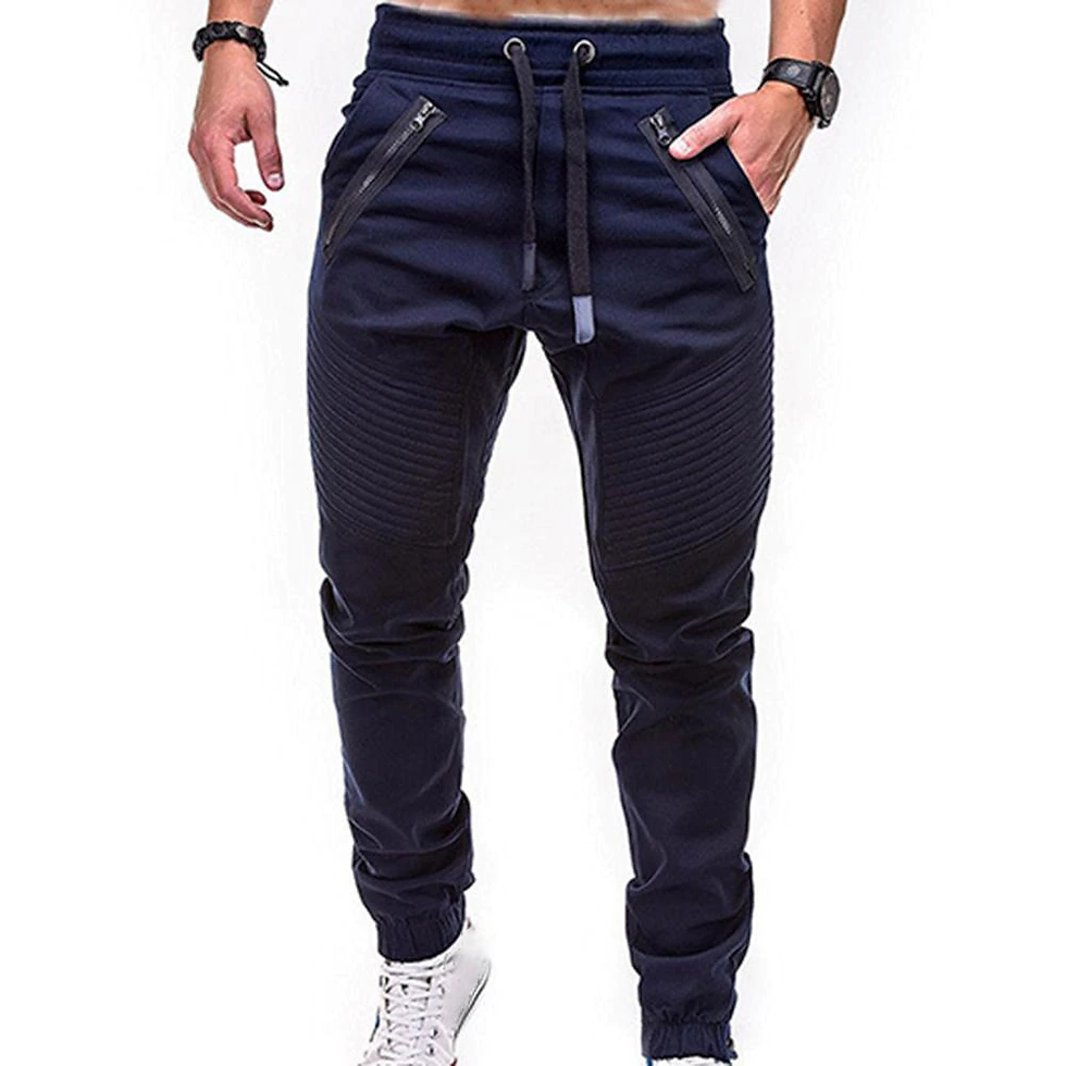 Thumbnail: Sweatpants Trousers Men's Pants Stripes Drawstring Zipper Pockets Cargo