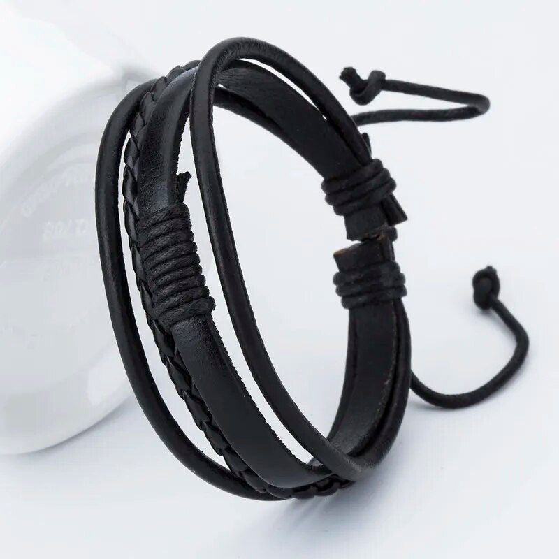 Thumbnail:  New Charm Leather Bangle, Handmade Weave Bracelet