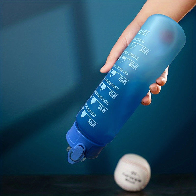 Thumbnail: 32oz/900mL Motivational Water Bottle With Straw & Time Marker; Daily Water Intak