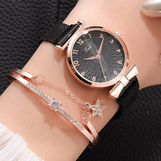 Thumbnail: Luxury Women Bracelet Quartz Watches for Women Magnetic Pink Dial Wrist 