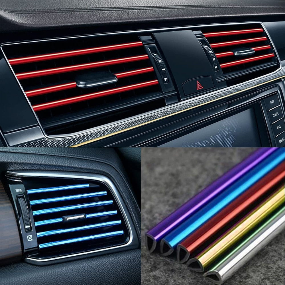 10 Pcs 20cm Car Air Conditioner Vent Outlet Trim Strip U Shape Chrome Colorful 