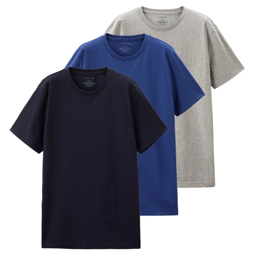 Thumbnail: Men T Shirt Cotton Short Sleeve 3-pack Solid Summer Breathable Clothing