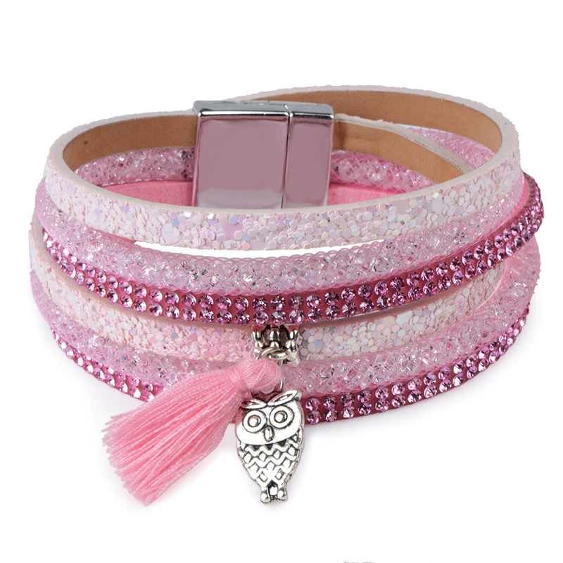 Thumbnail: Multilayer Boho Bohemian Bracelet Feather Tree Charms Velvet Leather Bracelet