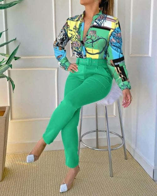 Thumbnail: Elegant Two Piece Sets Womens Outifits Vintage Officee Lady Baroque