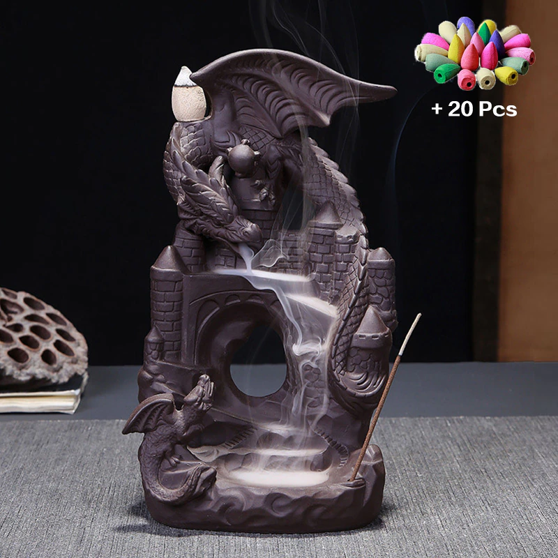 Thumbnail:  Waterfall Incense Burner Ceramic Dragon Mixed Incense Cone Waterfall