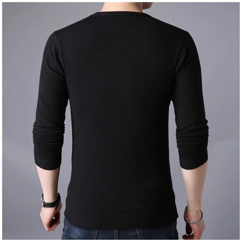Thumbnail: Long Sleeve O-Neck Slims Sweater Solid Color Business White Sweater Oversize