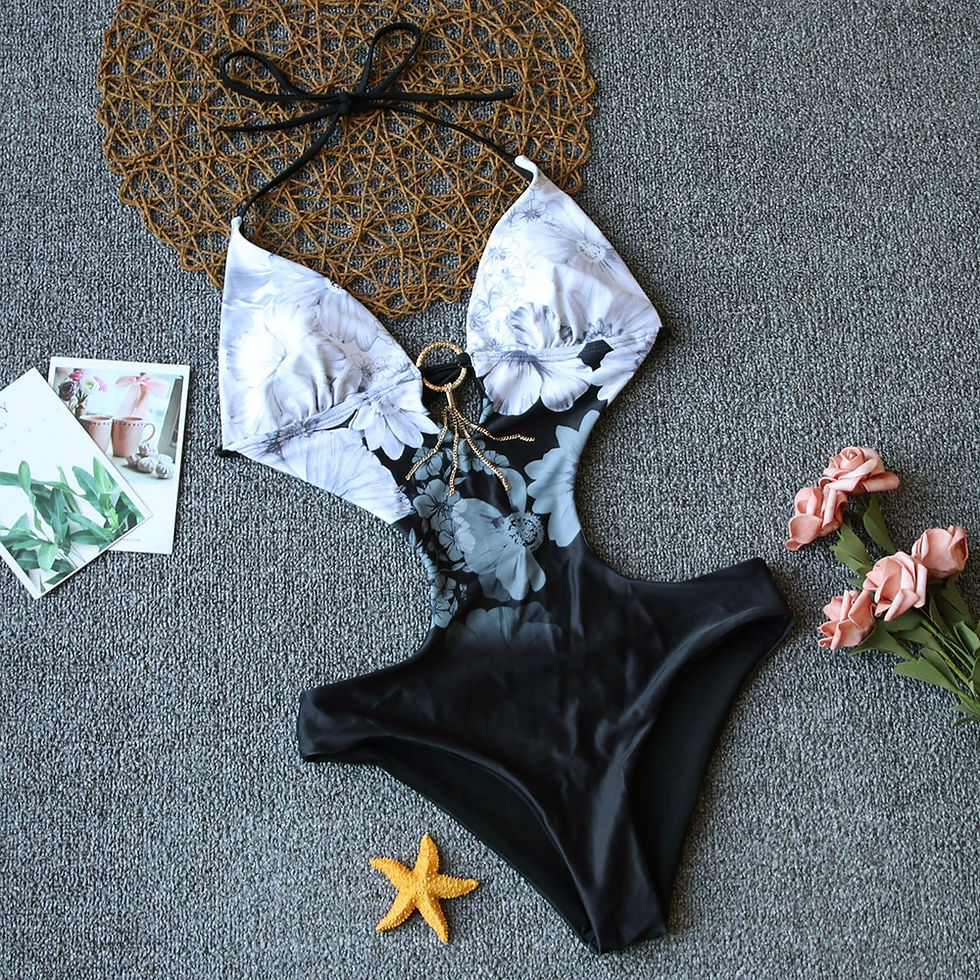 Thumbnail:  One Piece Swimsuit Deep V Bodysuit Backless Bathing Suit Beach
