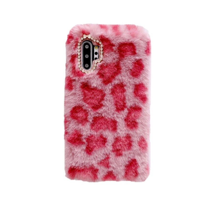 Thumbnail: Luxury Leopard Print Fluffy Fur Soft Phone Case Cover for Samsung Galaxy