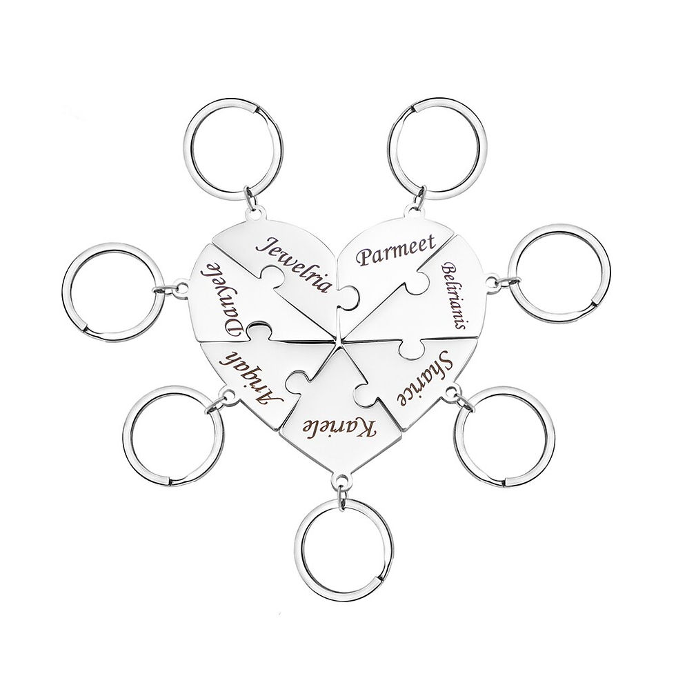Thumbnail: Polished Heart Shape Puzzle Pendant Necklace Custom Family Friends Names Gifts