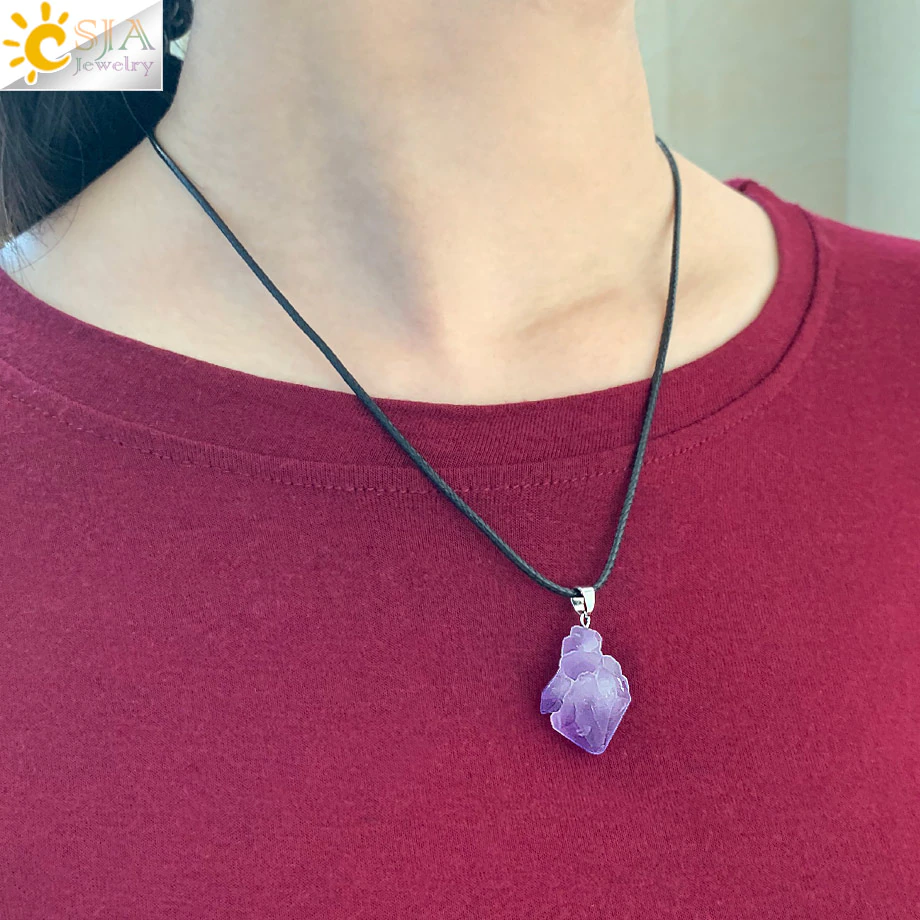 Thumbnail: Natural Healing Stone Necklace Pendants Pink Quartz Fluorite Rose Crystals 