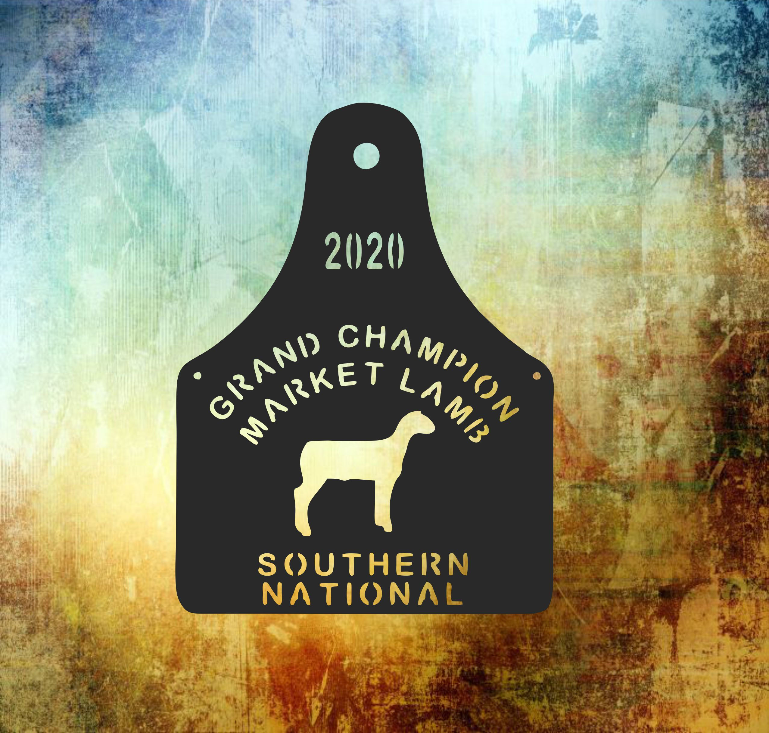 Personalized sheep ear tag award trophy