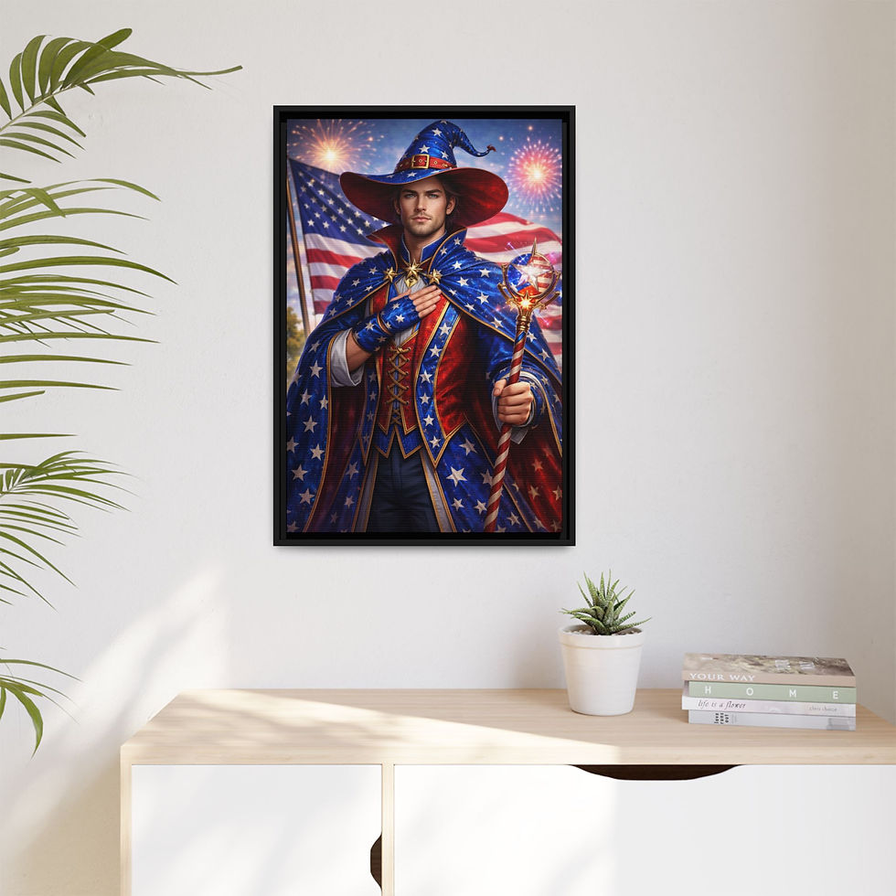 Thumbnail: Real American Warlock Matte Canvas, Framed (Multi-color)