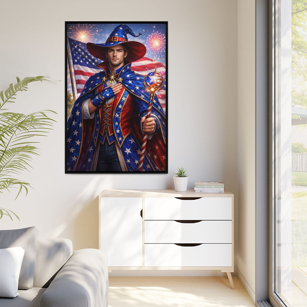 Thumbnail: Real American Warlock Matte Canvas, Framed (Multi-color)