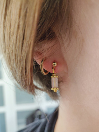 Boucles D'oreilles Puces En Quartz Rose Et Argent Sterling - Pierre Semi-précieuse, Style Clou