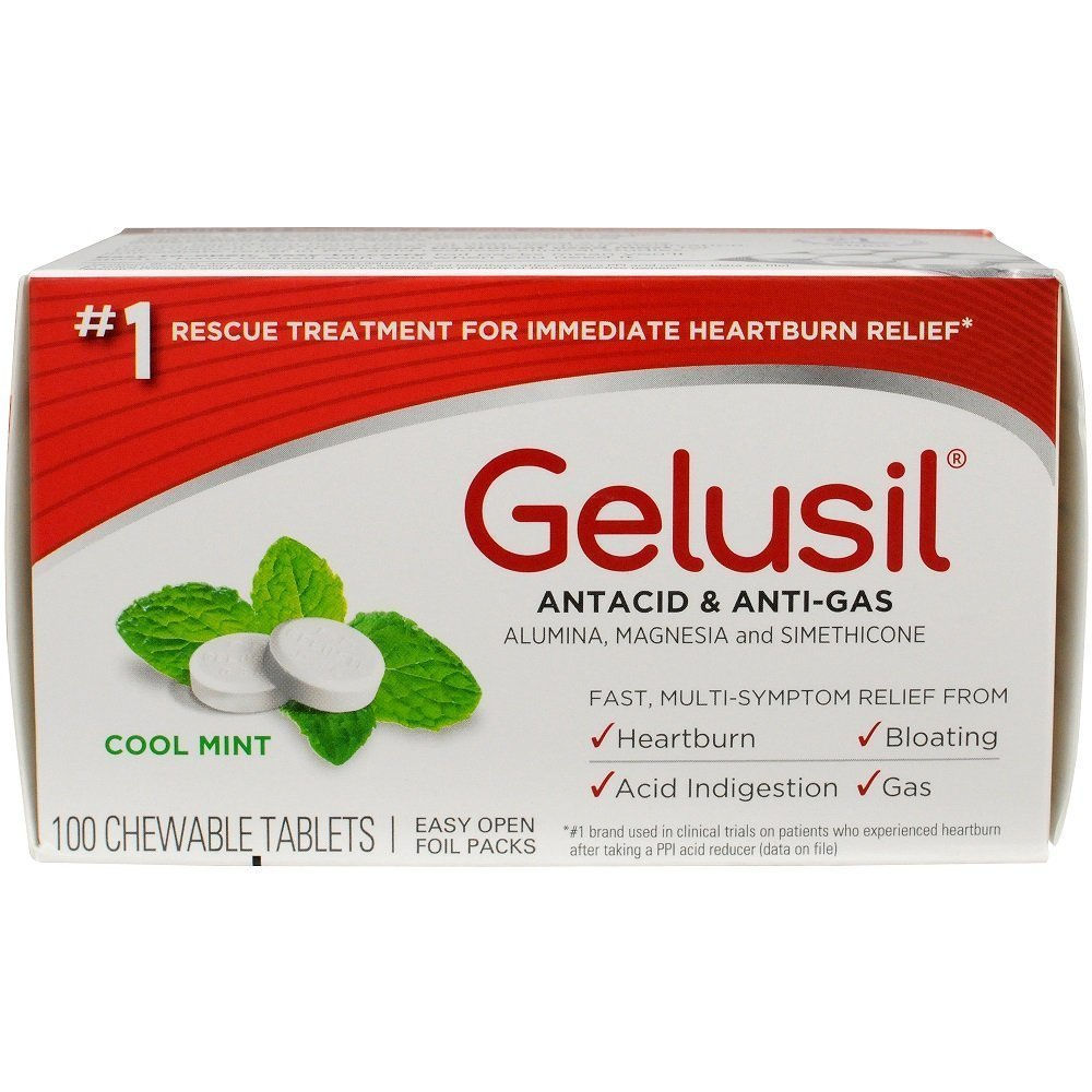 Gelusil Antacid/Anti-Gas Tablets Cool Mint 100 Tablets (Pack of 3)