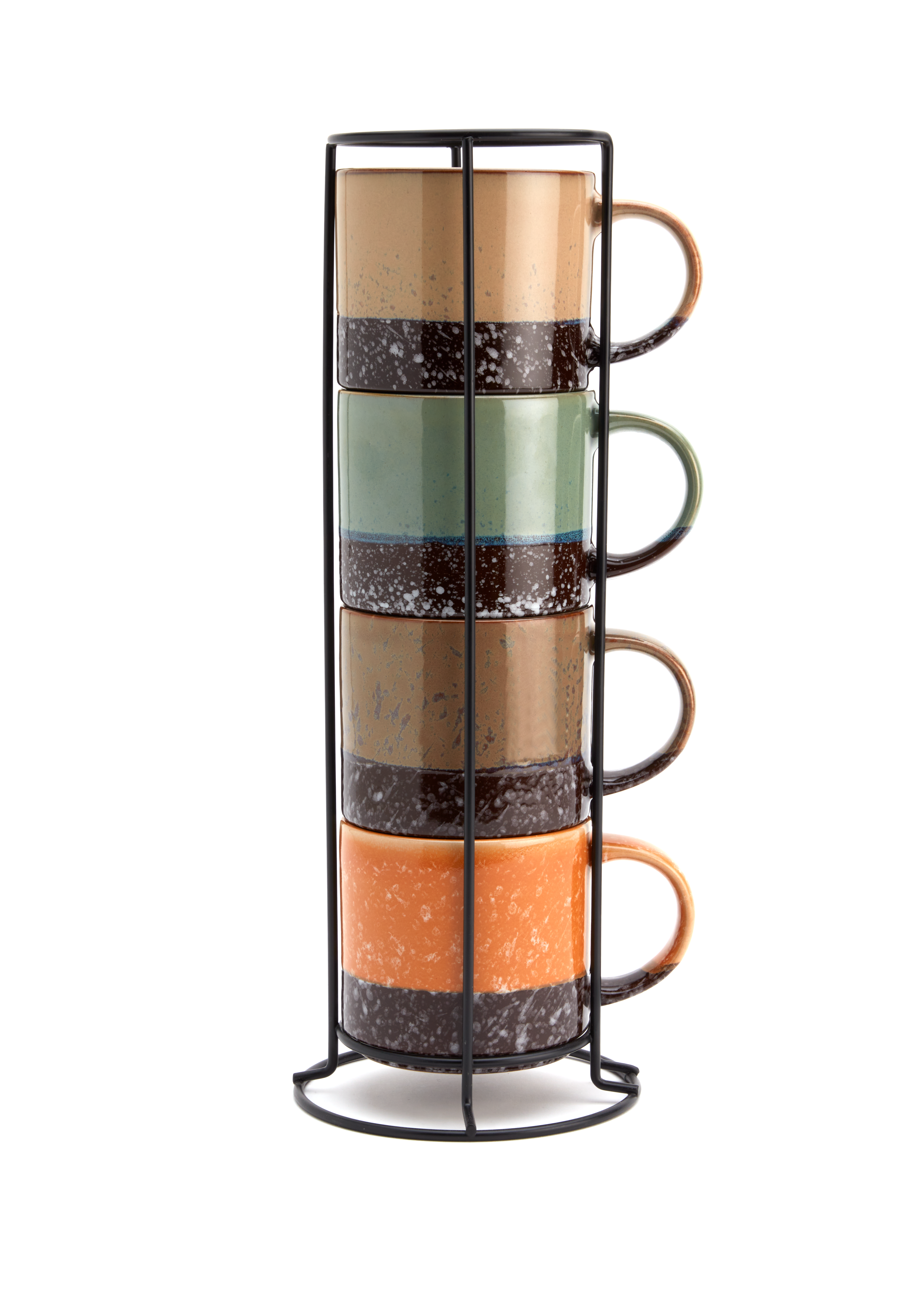 Marcelle 5-Piece Stackable Ceramic Coffee Mug Set, 14 oz