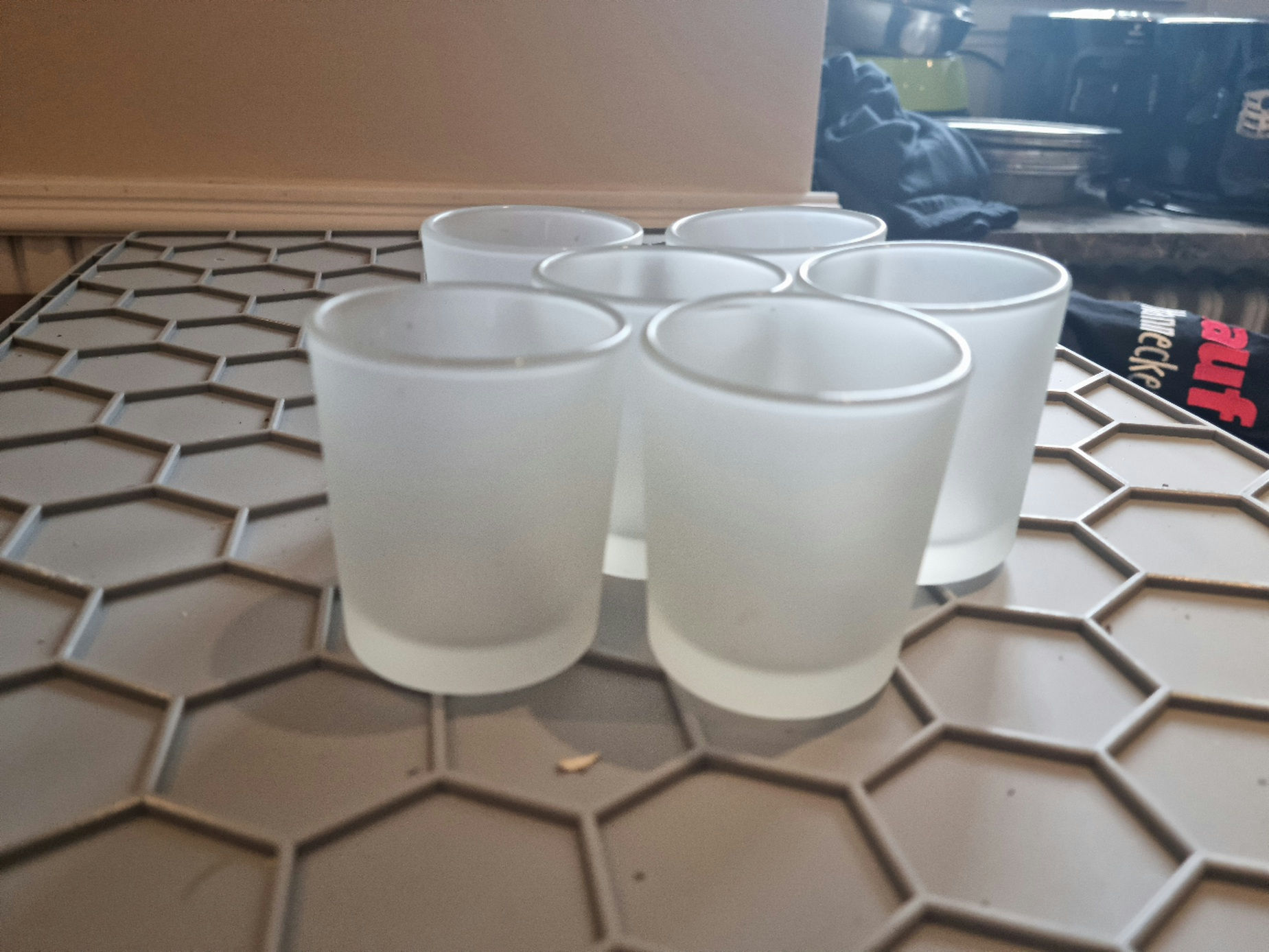 Teelichtglas milchig H6,5cm Ø5,5cm 3er Set