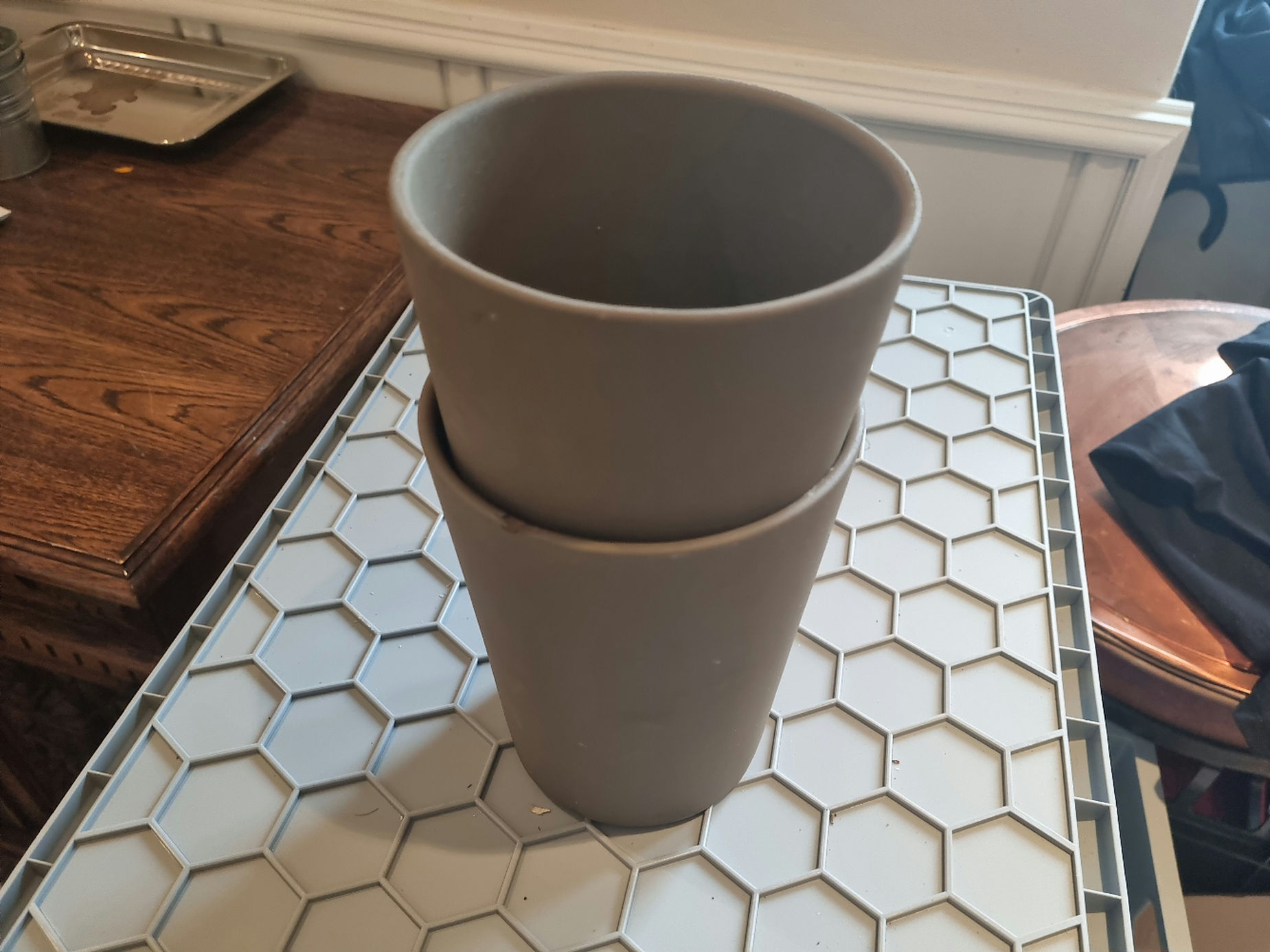 Tontopf grau Ø13,5cm Höhe 17cm