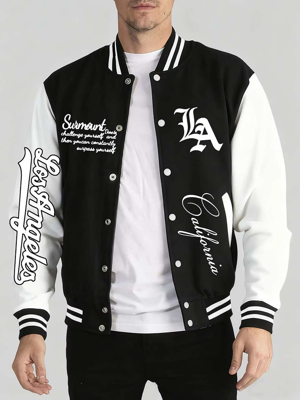 Thumbnail: Los Angeles Art Letter Prints 2 Colors Tops Men Autumn Winter Casual Jackets Fa