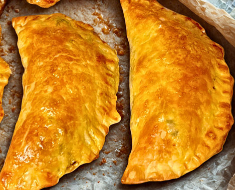Gyro Empanada:A fusion of Mediterranean gyro spices inside a crispy empanada shell. Two street-food traditions combined in one bold bite.
