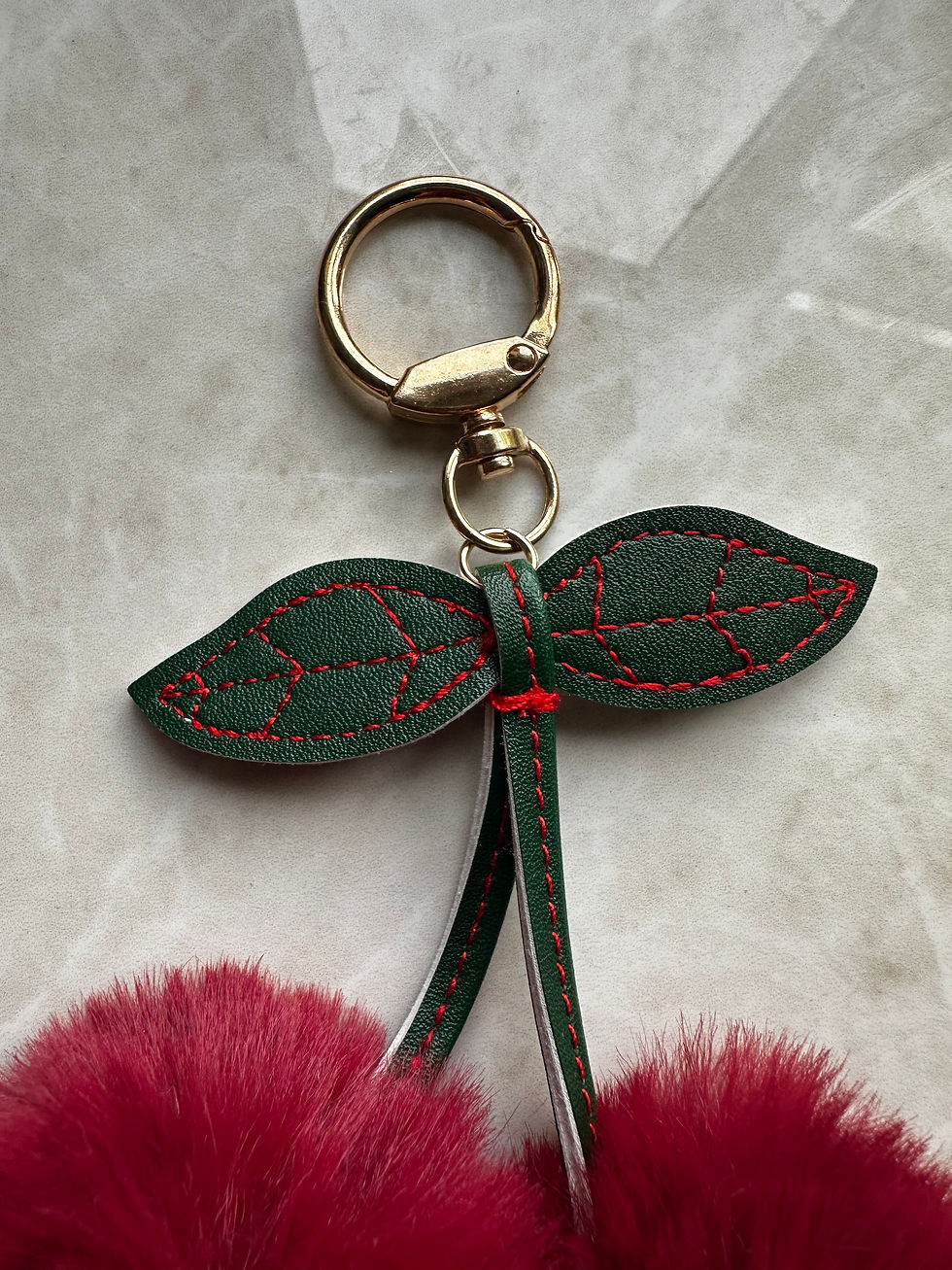 Thumbnail: Fluffy Cherry Pom Pom Keychain