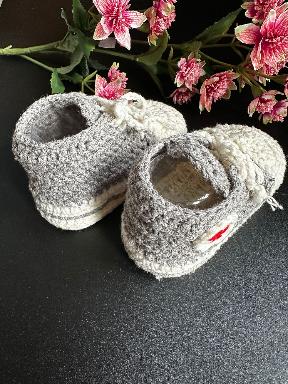 Thumbnail: Crochet Baby Sneakers Grey/White Shoes
