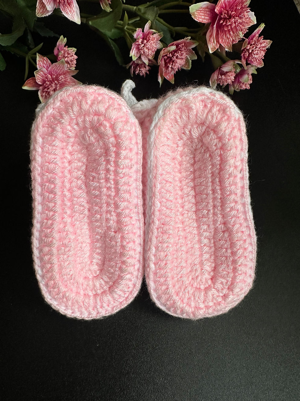 Thumbnail: Crochet Baby Pink/White Wings Shoes