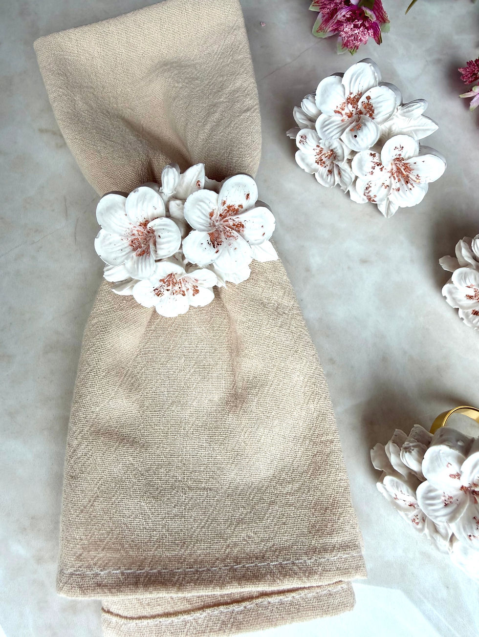 Thumbnail: Plumeria Flower Rose Hint Napkin Ring